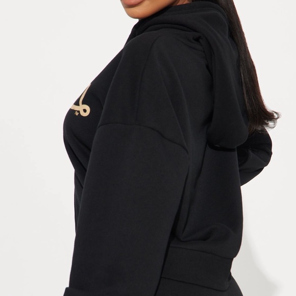 Women’s Von Dutch Cropped Black/Tan Logo Hoodie- Size M - Picture 7 of 7